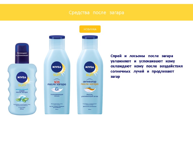 Спрей и лосьоны после загара увлажняют и успокаивают кожу охлаждают кожу после воздействия солнечных